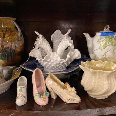 Milk glass hob nail Epergne Flower holder Centerpiece
