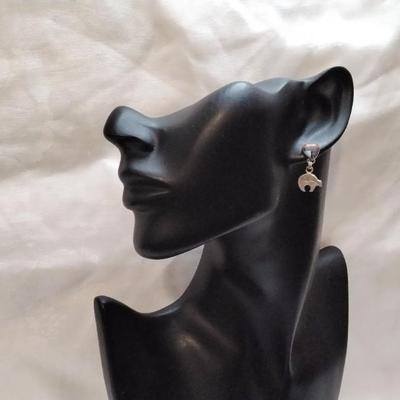 Navajo Quok Turquoise Lapidary Art 925 Signed Earrings