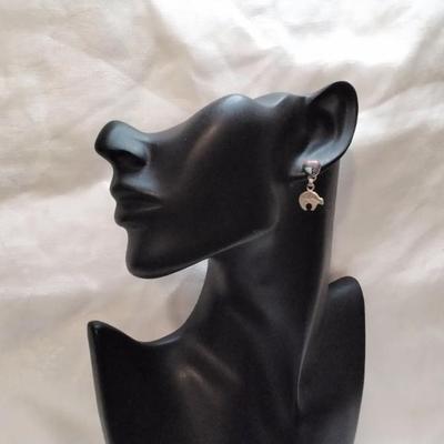 Navajo Quok Turquoise Lapidary Art 925 Signed Earrings