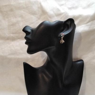 Navajo Quok Turquoise Lapidary Art 925 Signed Earrings