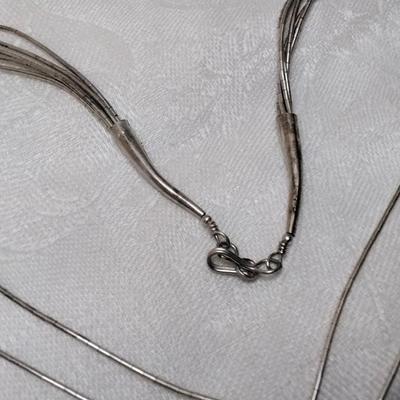 Turquoise Woven Liquid Sterling Silver 16" Necklace Signed M