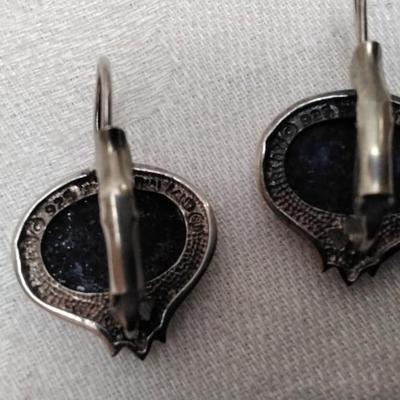 Vintage One of a Kind Lapis Lazuli With Areas of Pyrite (Fools Gold) 925 Earrings