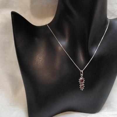 Vintage Rhodolite Garnet 18" 925 Necklace