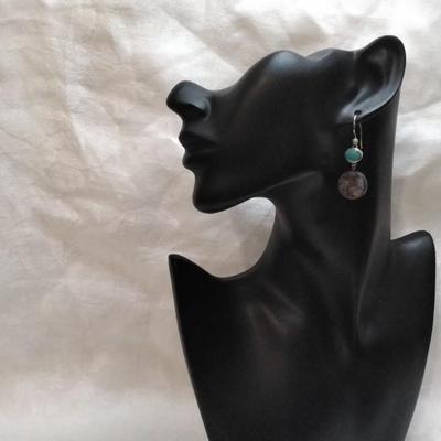 Paul Brackna Special Order Handmade Turquoise and Abalone Earrings