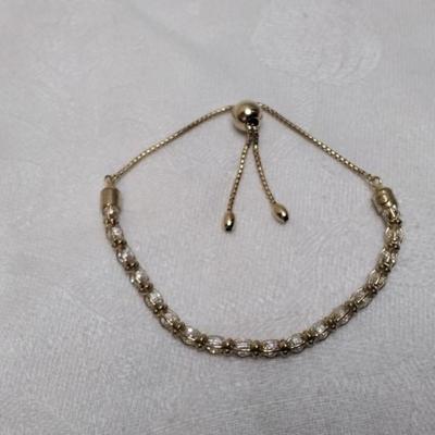 Italian CZ Gold Vermeil Adjustable Bracelet