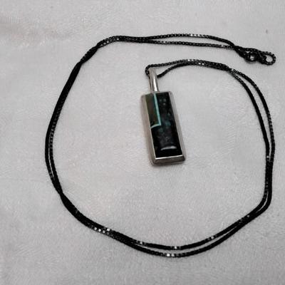Vintage Reversible Zuni Lapidary Gemstone Art 28" 925 Necklace
