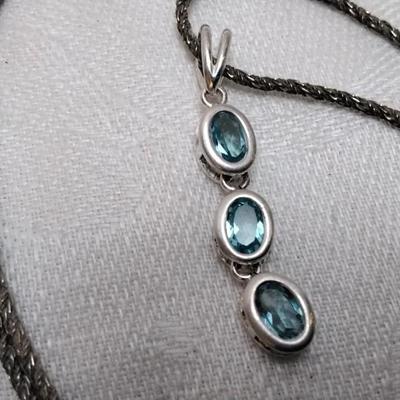 Vintage Aquamarine 16" 925 Necklace