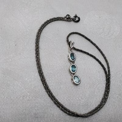 Vintage Aquamarine 16" 925 Necklace