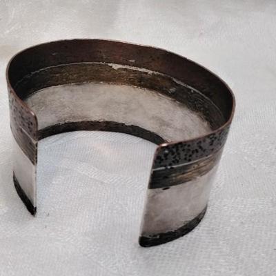 Heather Smotzer Custom Made Hammered And Designed 925/Copper Cuff 2.25" Bracelet
