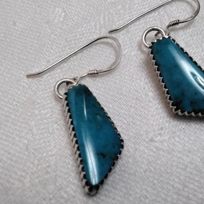 Navajo Running Bear Turquoise 925 Earrings