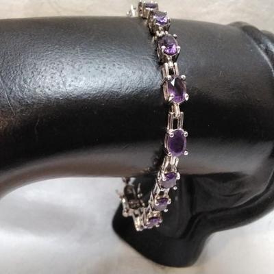Vintage Ross Simons Amethyst 7" 925 Bracelet