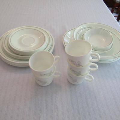 Corelle Dinnerware- Grey Rose Pattern- Approx 31 Pieces | EstateSales.org