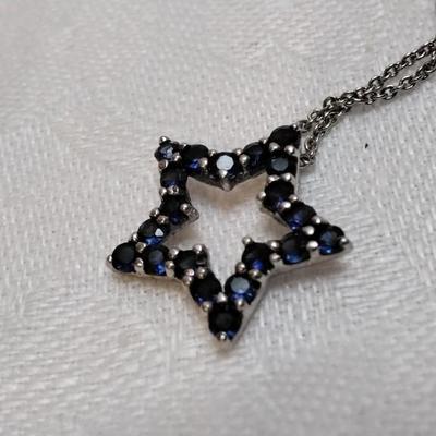 Sapphire Star 18" 925 Necklace