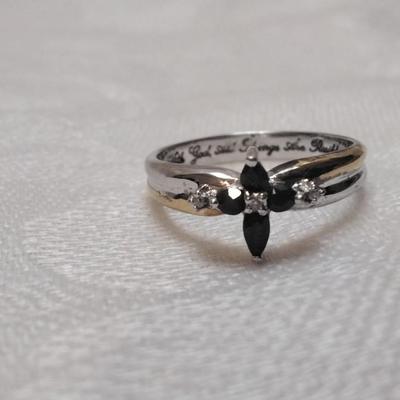 Sapphire and White Sapphire Gold Vermeil/925 Ring Size 7.5 (Bradford Gold Exchange)