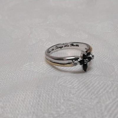 Sapphire and White Sapphire Gold Vermeil/925 Ring Size 7.5 (Bradford Gold Exchange)