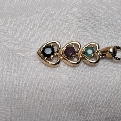 Ross Simons Emerald, Ruby, Sapphire 18" Gold Vermeil Necklace