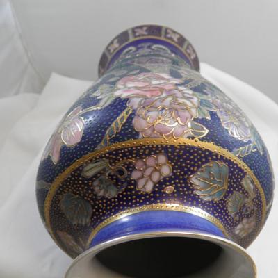 Set of Two Vintage Hand Painted Chinese Vases 12" Tall