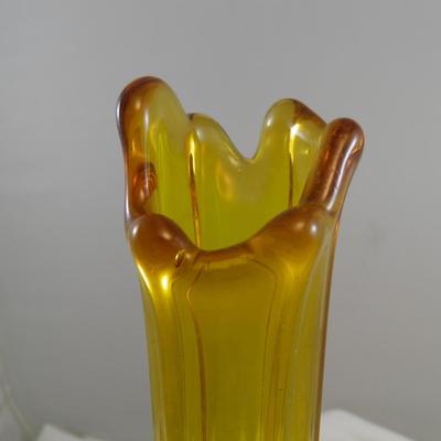 Vintage Kanawha Amber Glass Vase MCM 10.75" Tall