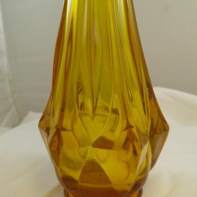 Vintage Kanawha Amber Glass Vase MCM 10.75" Tall