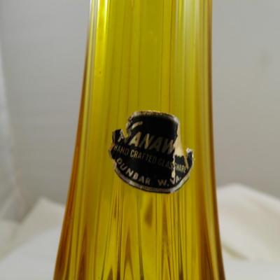 Vintage Kanawha Amber Glass Vase MCM 10.75" Tall