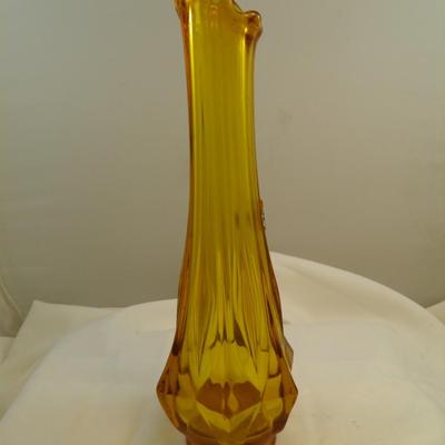 Vintage Kanawha Amber Glass Vase MCM 10.75" Tall