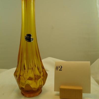 Vintage Kanawha Amber Glass Vase MCM 10.75" Tall
