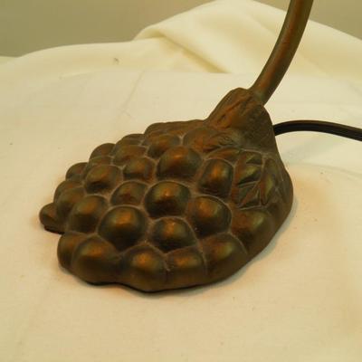 Grape Motif Stained Glass Tiffany Style Bankers Lamp 10" Tall