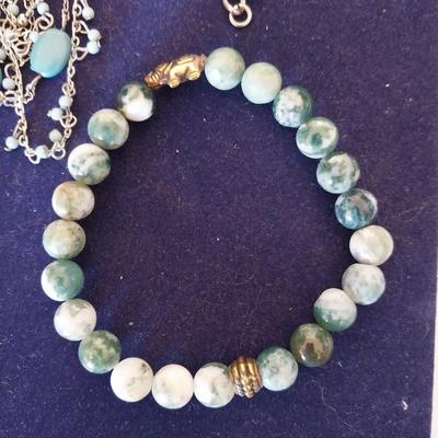 PURPLE STONE- GREEN/WHITE STONE- TURQUOISE COLORED BEADED JEWELRY
