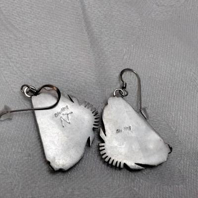 Vintage Navajo Turquoise Nellie Tso Signed Earrings