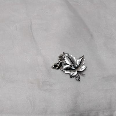 Vintage Taxco Damask Gallegos Leaf Sterling Silver Brooch