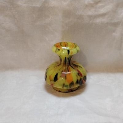 Signed Kralik Yellow End Of Days Czechoslovakian Art Glass  Vase