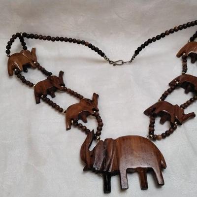 Wooden Elephant 24" Necklace