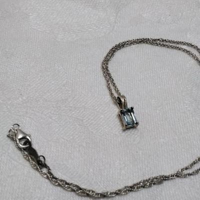 Handcrafted Aquamarine Orfevrerie Wiskemann Pendant 18" 925 Necklace