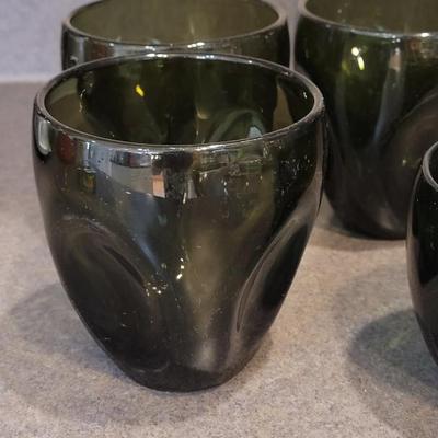 Vintage MCM Imperial Russell Wright Pinch Glasses Set 4 Chartreuse Green