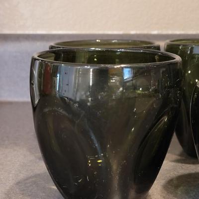 Vintage MCM Imperial Russell Wright Pinch Glasses Set 4 Chartreuse Green