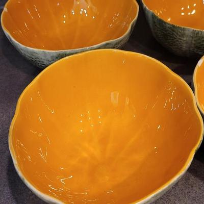 (4) Ceramic Cantaloupe Bowls