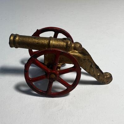 3 Red and Brass Cannons