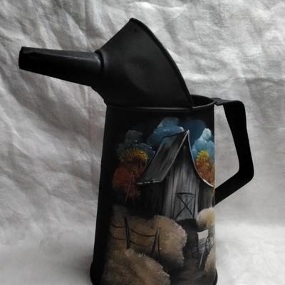 Antique Half Gallon Watering Can Hand Painted