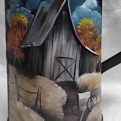 Antique Half Gallon Watering Can Hand Painted