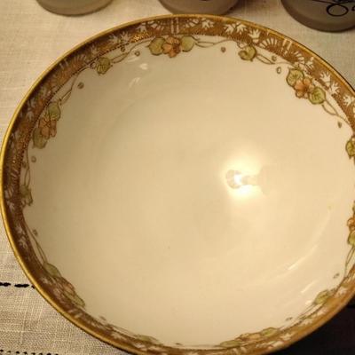 Nippon Bone China Three Footed Bowls & Saucers Set of 6 Circa 1910
