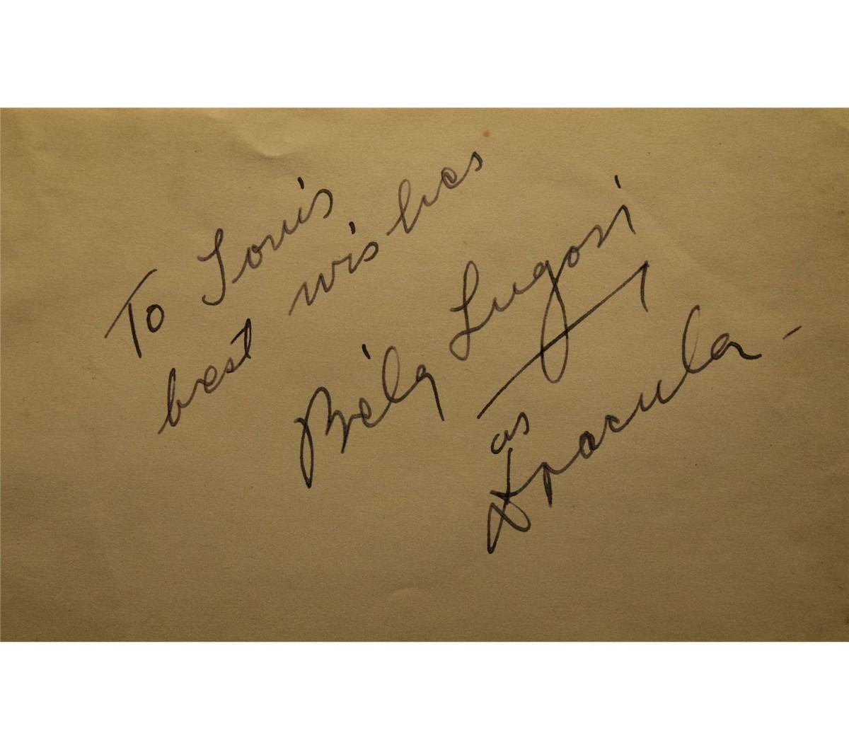 Bella Lugosi Count Dracula signature slip | EstateSales.org