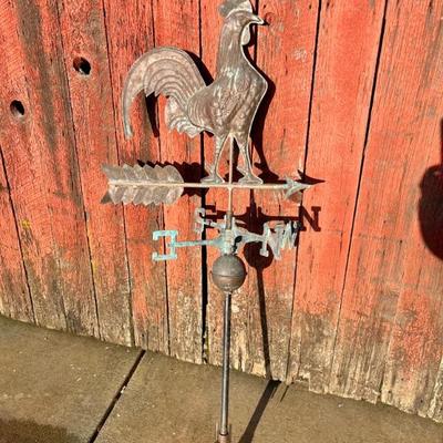 Antique Copper Rooster Weathervane