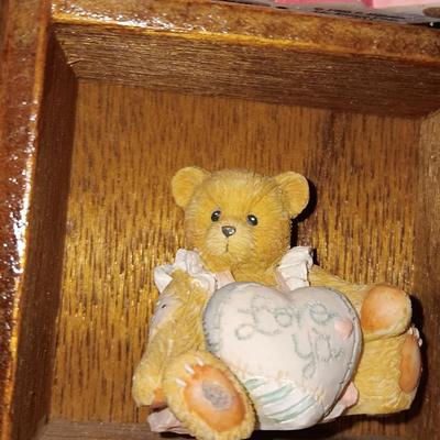 SMALL CHERISHED TEDDIES WITH HEART SHAPED SHADOWBOX