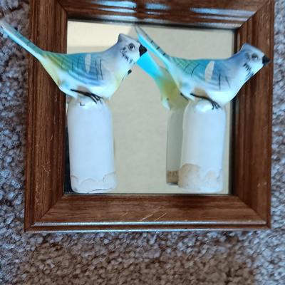 FRAMED BIRD ART WITH SMALL MIRRORS AND JAPAN BOBBLING BIRDS