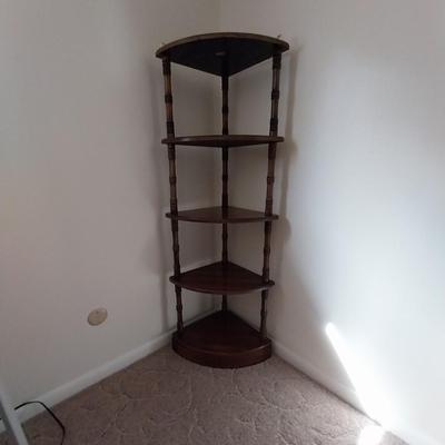WOODEN CORNER FOUR SHELF UNIT