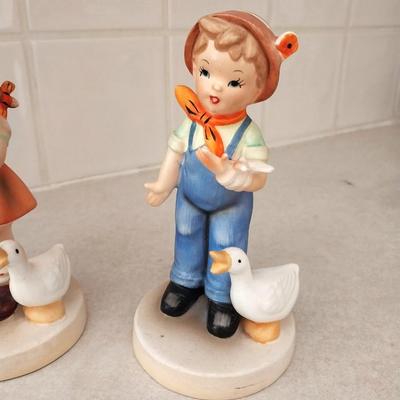 NICE WOOD FRAMED MIRROR BY "THE UTTERMOST CO" & TWO JAPAN FIGURINES