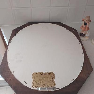 NICE WOOD FRAMED MIRROR BY "THE UTTERMOST CO" & TWO JAPAN FIGURINES