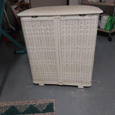 VINTAGE LAUNDRY HAMPER-IRONBOARD -WOODEN CLOTHES PINS-MORE