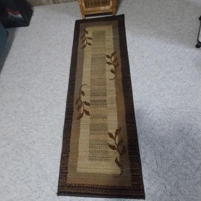 WICKER SHELF UNIT AND LEGEND RUNNER RUG