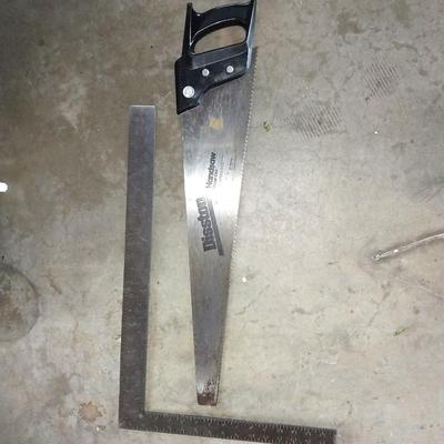 VICE CLAMP-HANDSAW-SQUARE-CRESENT WRENCHES-HAMMER-AND LIGHT